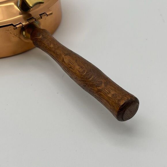 TELEFLORA Silent Butler Copper Les Bonbons Wood Handle Hinged Lid Crumb Catcher - Picture 4 of 14